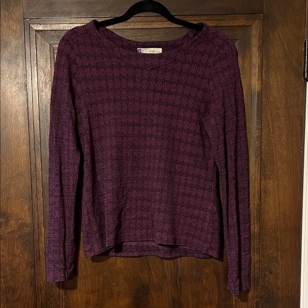 Ibex Purple & Black Merino Wool Long Sleeve Top, Sz M